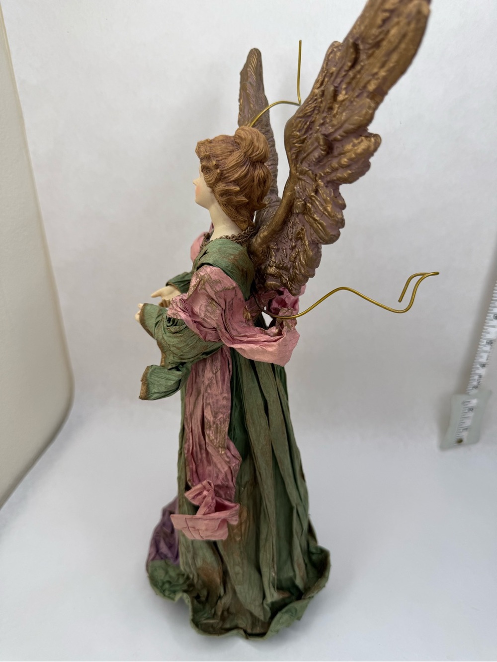 Vintage Cartapesta Paper-Mache Angel Tree Topper, handcrafted 15” - Picture 7 of 8